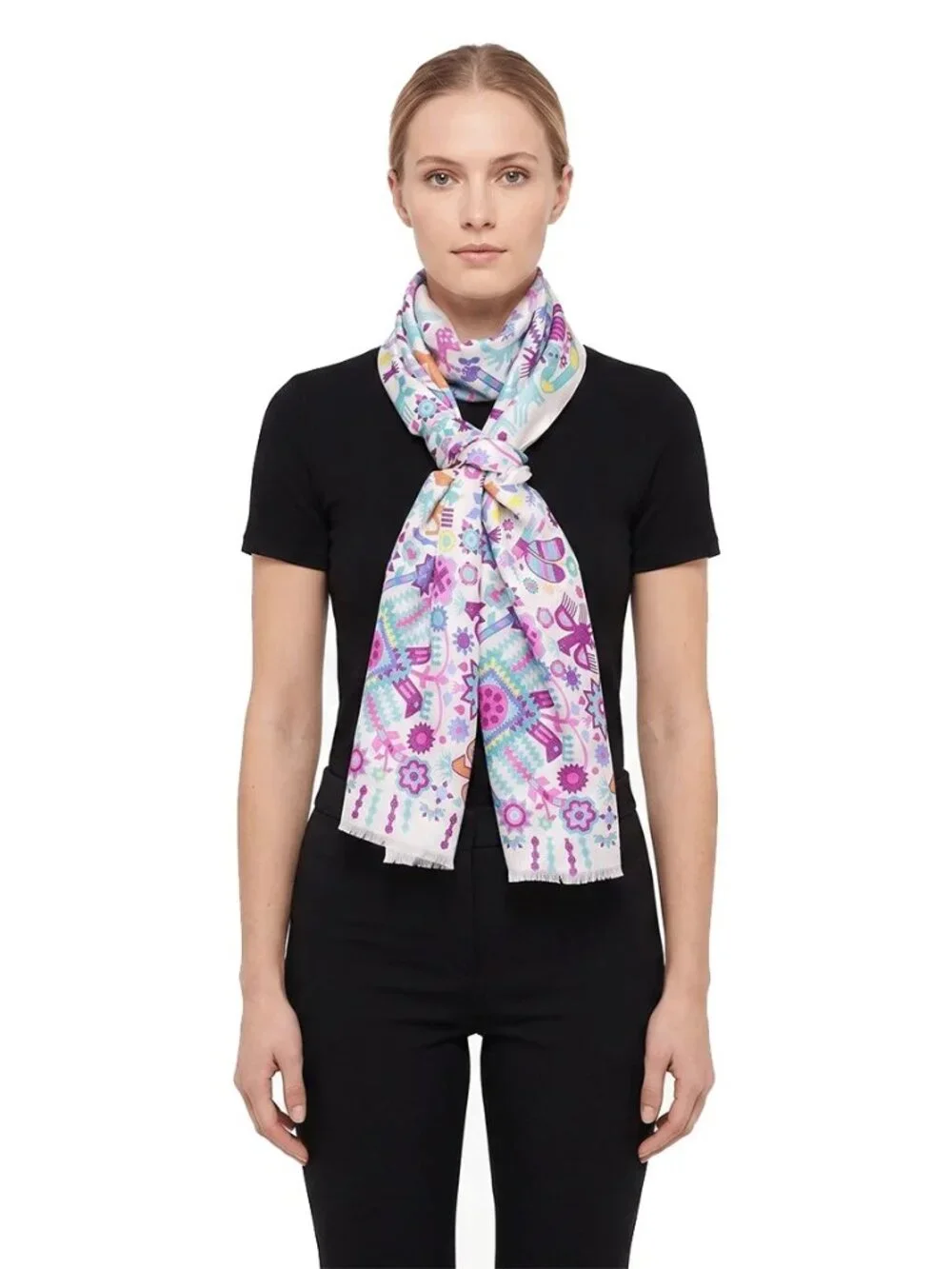 Pineda Covalin Huichol Spirit silk scarf